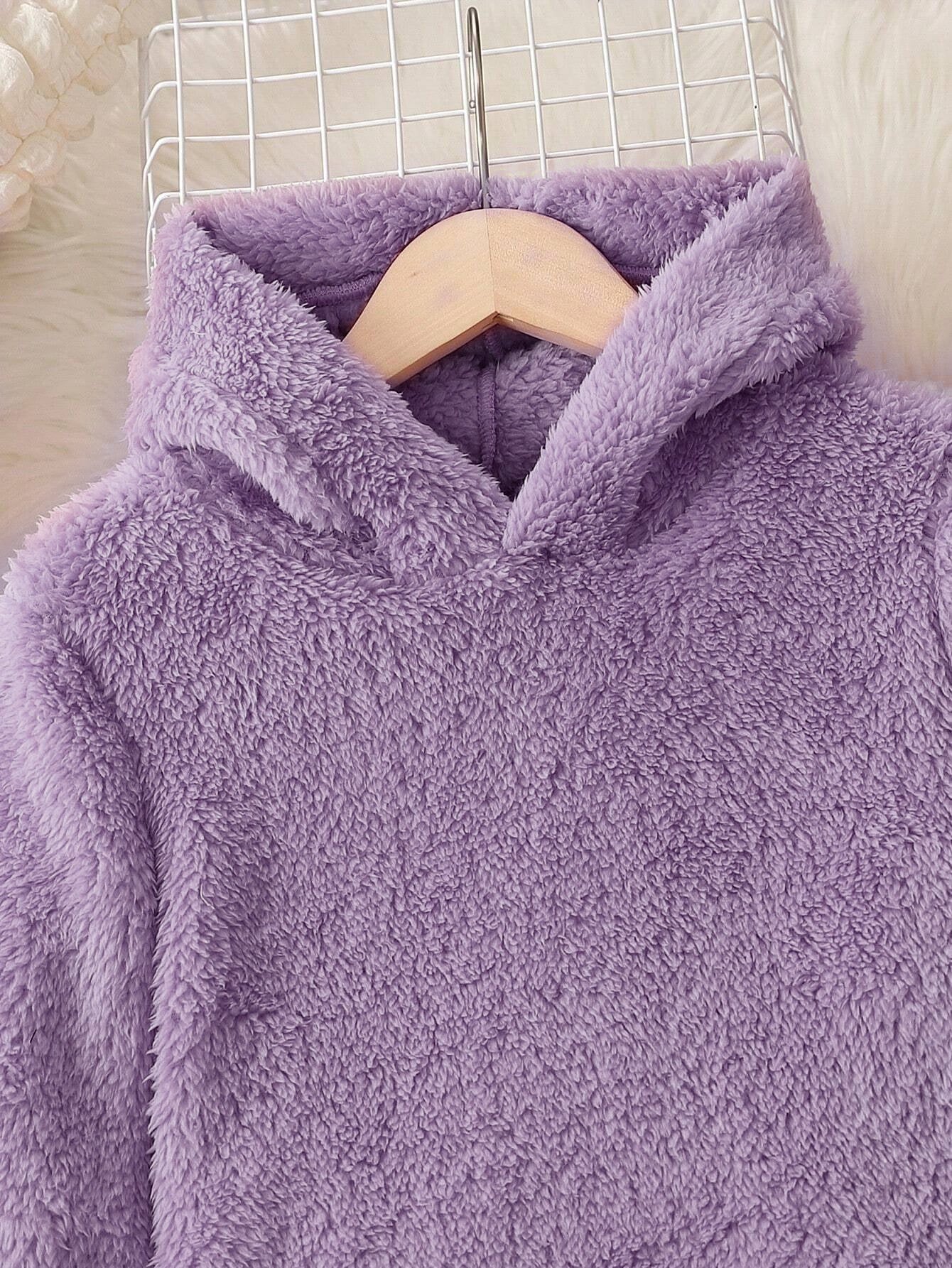 Ultra-Soft Purple Plush Hoodie Toddler Set