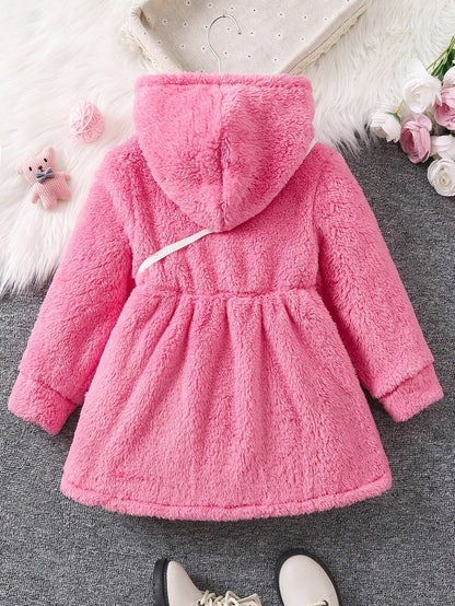 Adorable Pink Plush Toddler Coat with Cute Bunny Purse Wholesale