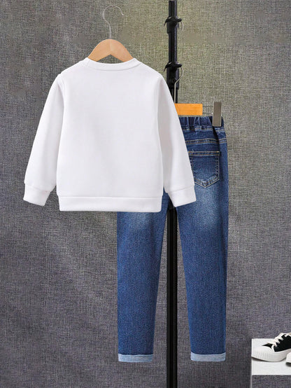 Father-Son Fist Bump Sweatshirt & Jeans set  Wholesale