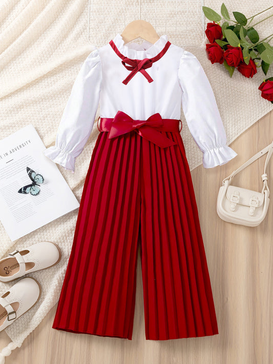 Elegant Red & White Toddler Two-Piece Outfit Wholesale