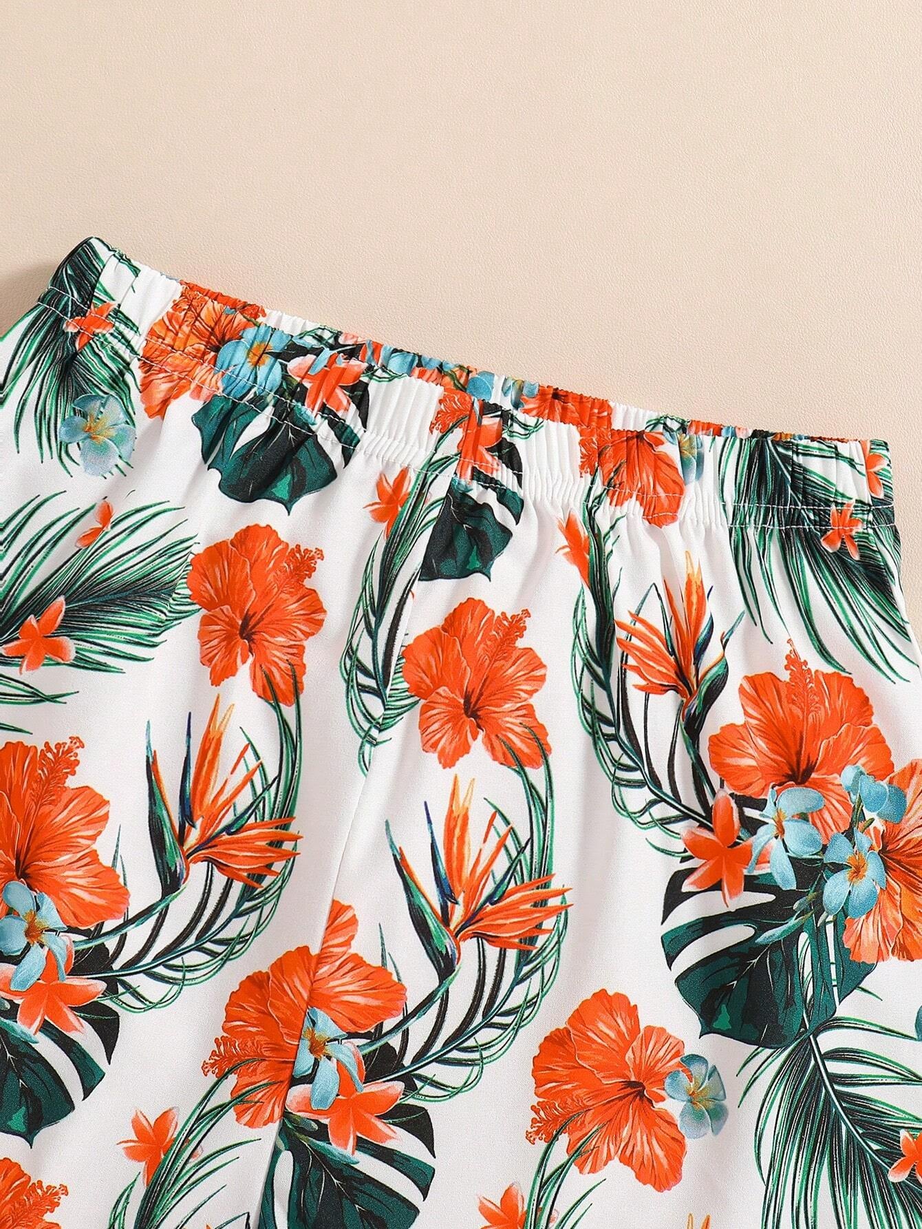 Tropical Bliss One-Shoulder Top & Floral Shorts Set