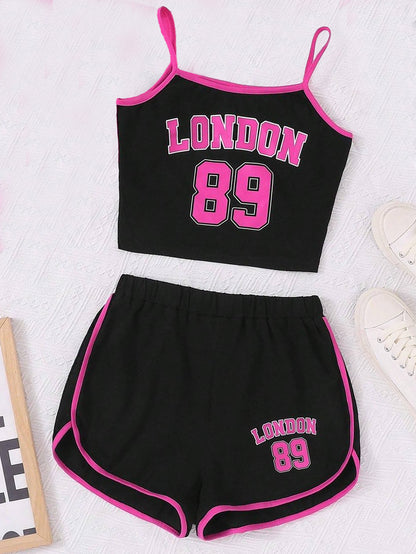 Girls 'London 89' Sports Tank and Shorts Set Wholesale