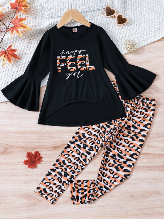 Girls'Bell Sleeve Top & Leggings Set Wholesale