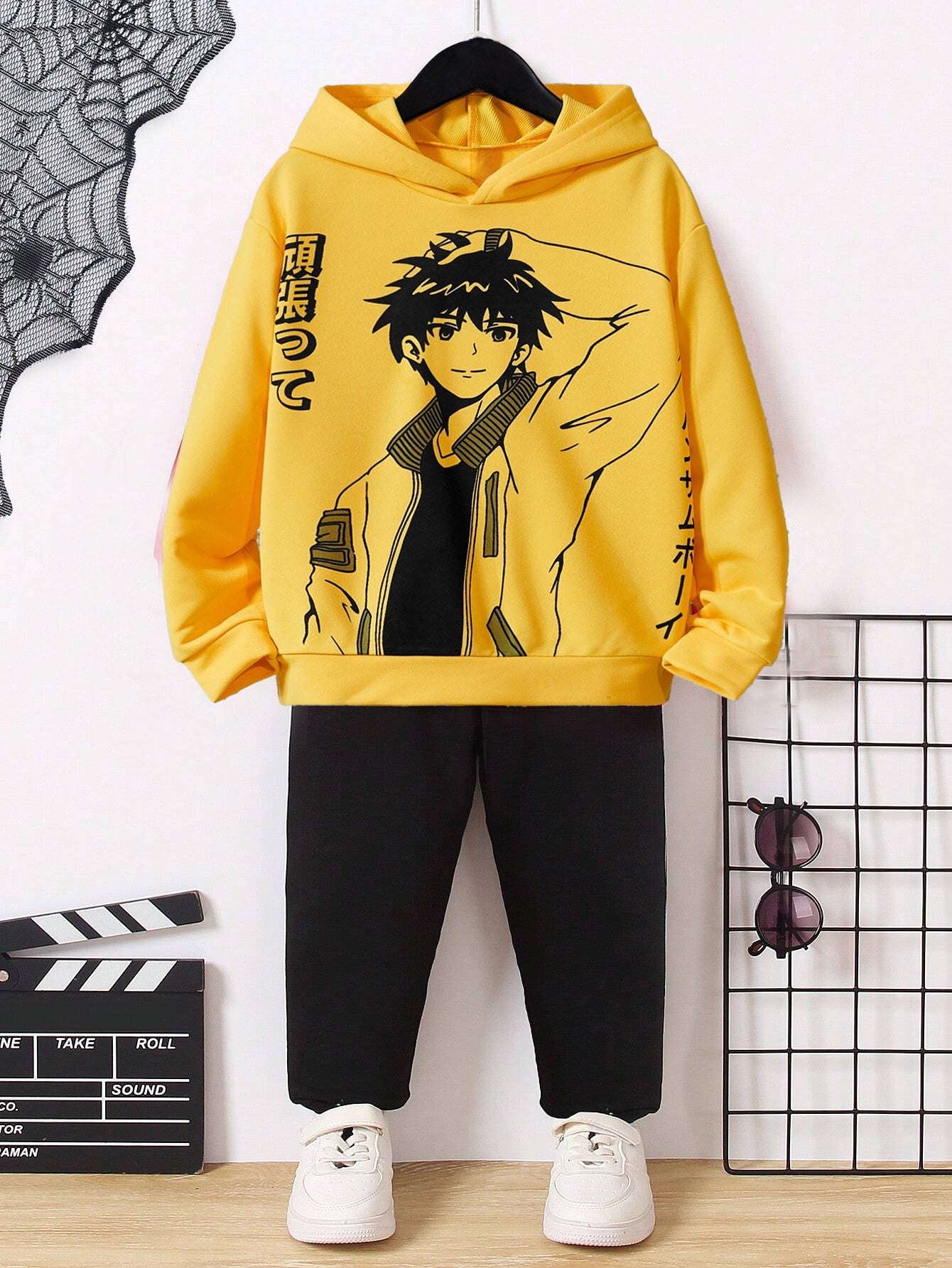 Anime Hero Hoodie & Black Joggers Set for Boys Wholesale