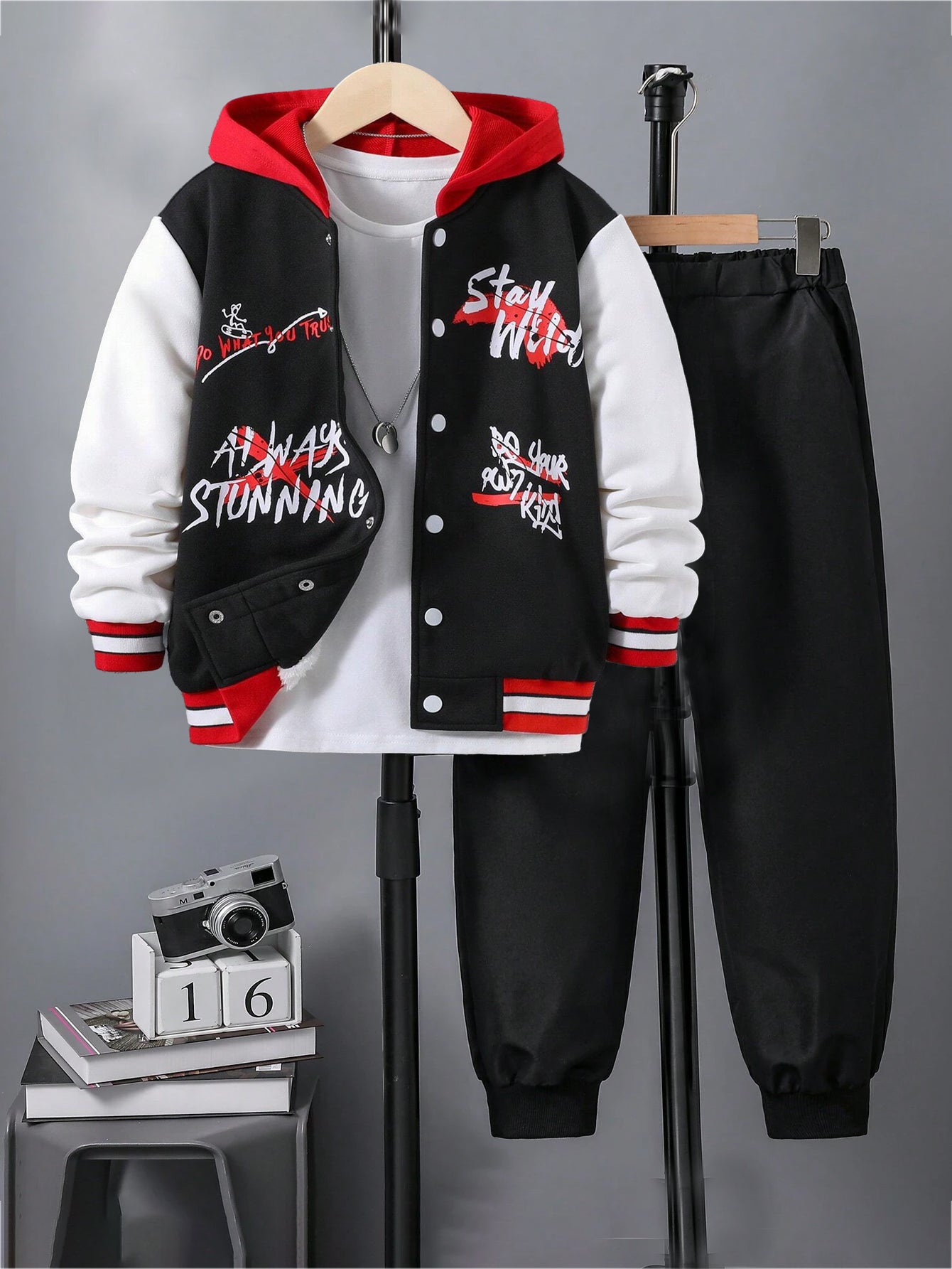 Boys' Urban Street Style Varsity Jacket & Joggers Set Wholesale