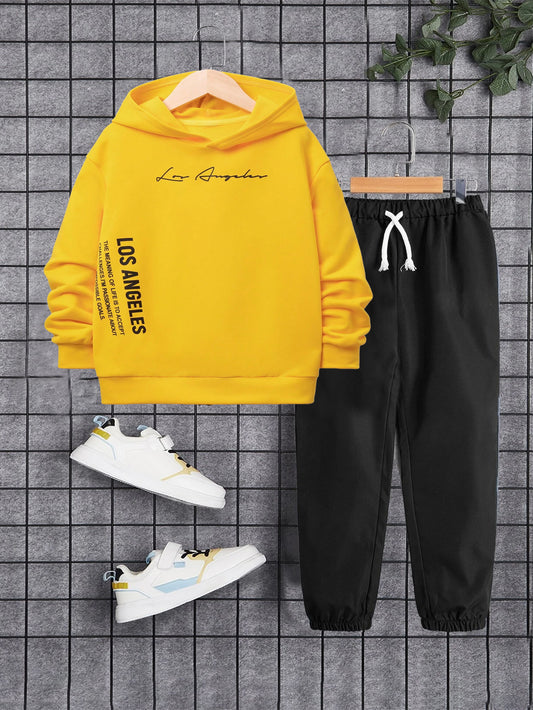 Kids' Yellow Hoodie & Black Jogger Set