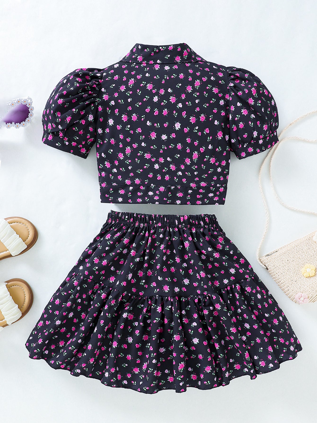 Girls' Floral Two-Piece Set Wholesale