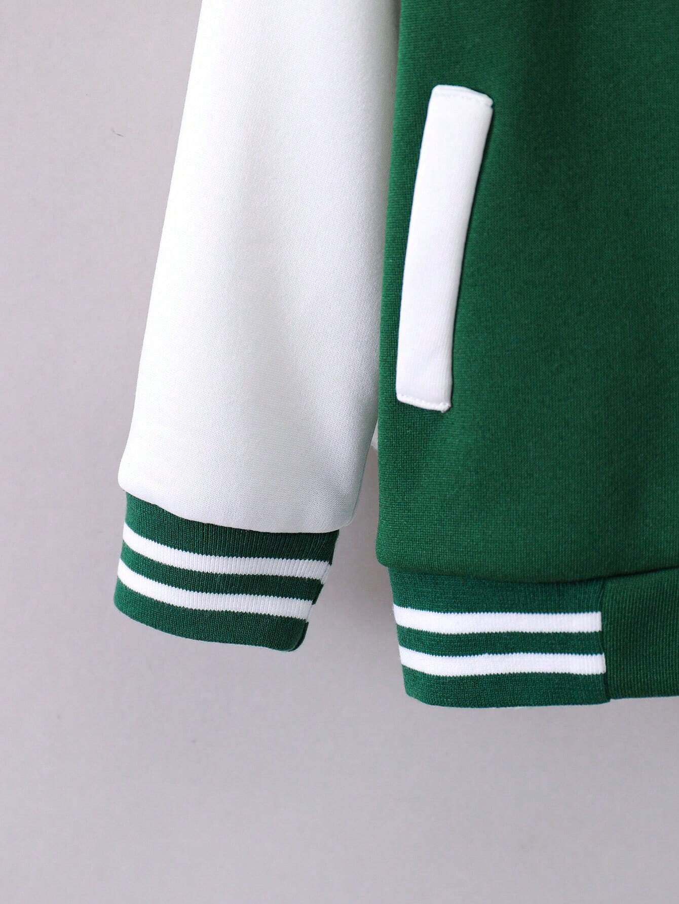 Kids Green and White Varsity Jacket Set with Letter 'K Wholesale