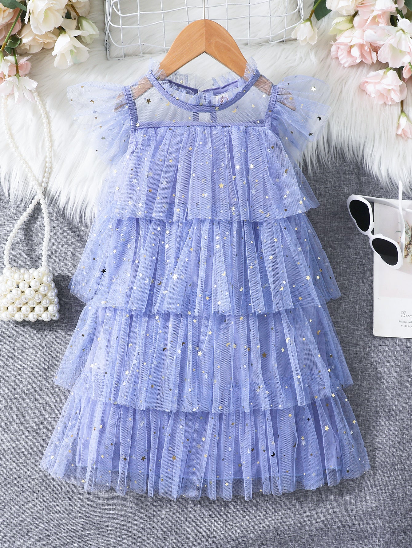 Girls' Starry Layered Tulle Dress Wholesale