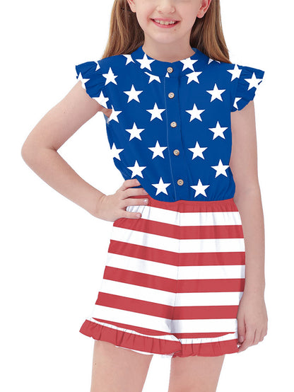 Patriotic Stars and Stripes Girls' Jumpsuit Wholesale