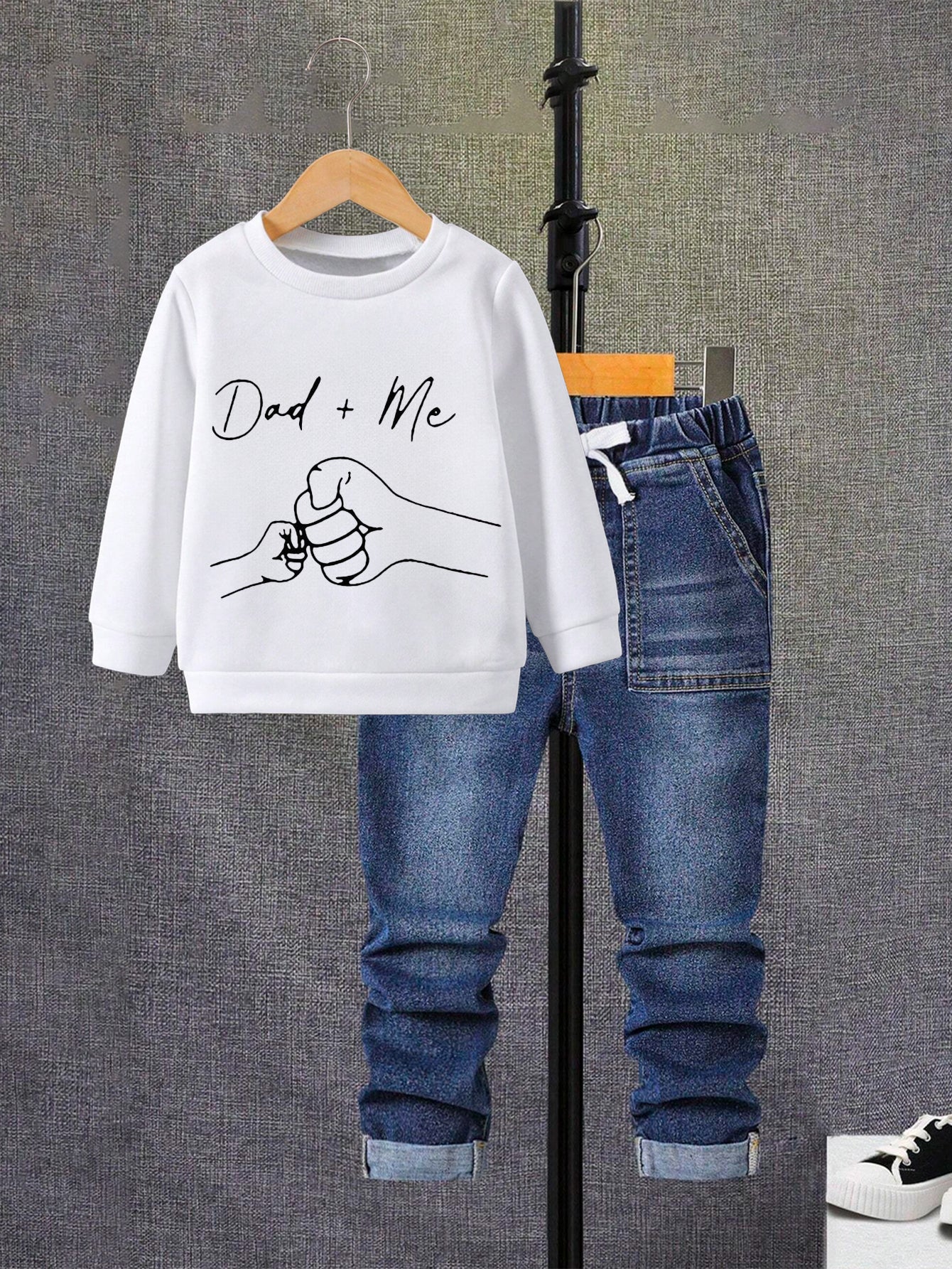 Father-Son Fist Bump Sweatshirt & Jeans set  Wholesale