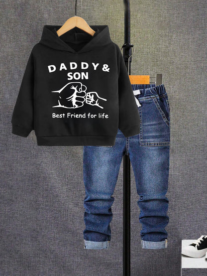 Daddy & Son Best Friends for Life Hoodie & Jeans Set Wholesale