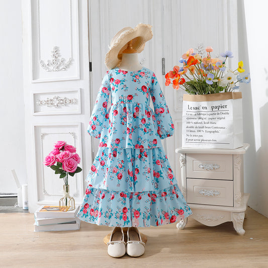 GirlsFloralTieredDress