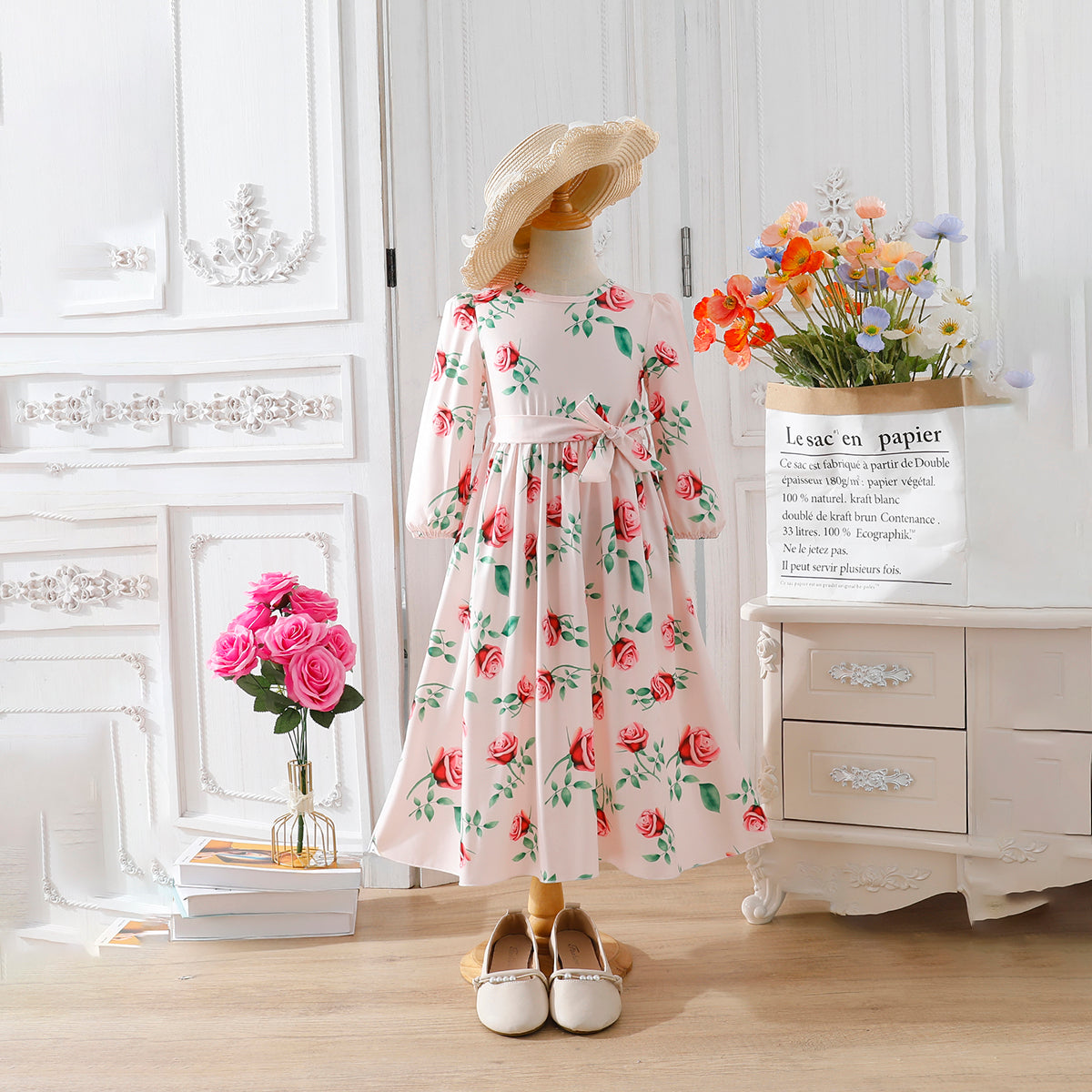 PinkRoseDressForKids