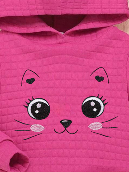 Quilted Kitty Face Hoodie & Skirt Set for Girls