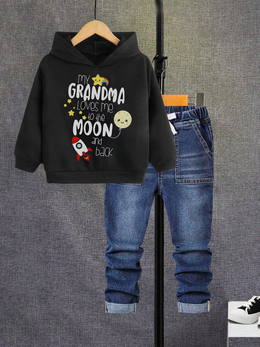 Grandma's Love Hoodie & Jeans Set for Boys Wholesale