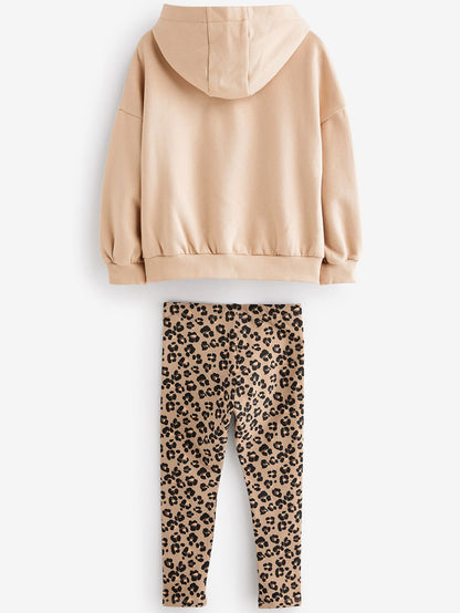 Girls'Star Hoodie & Leopard Leggings Set Wholesale