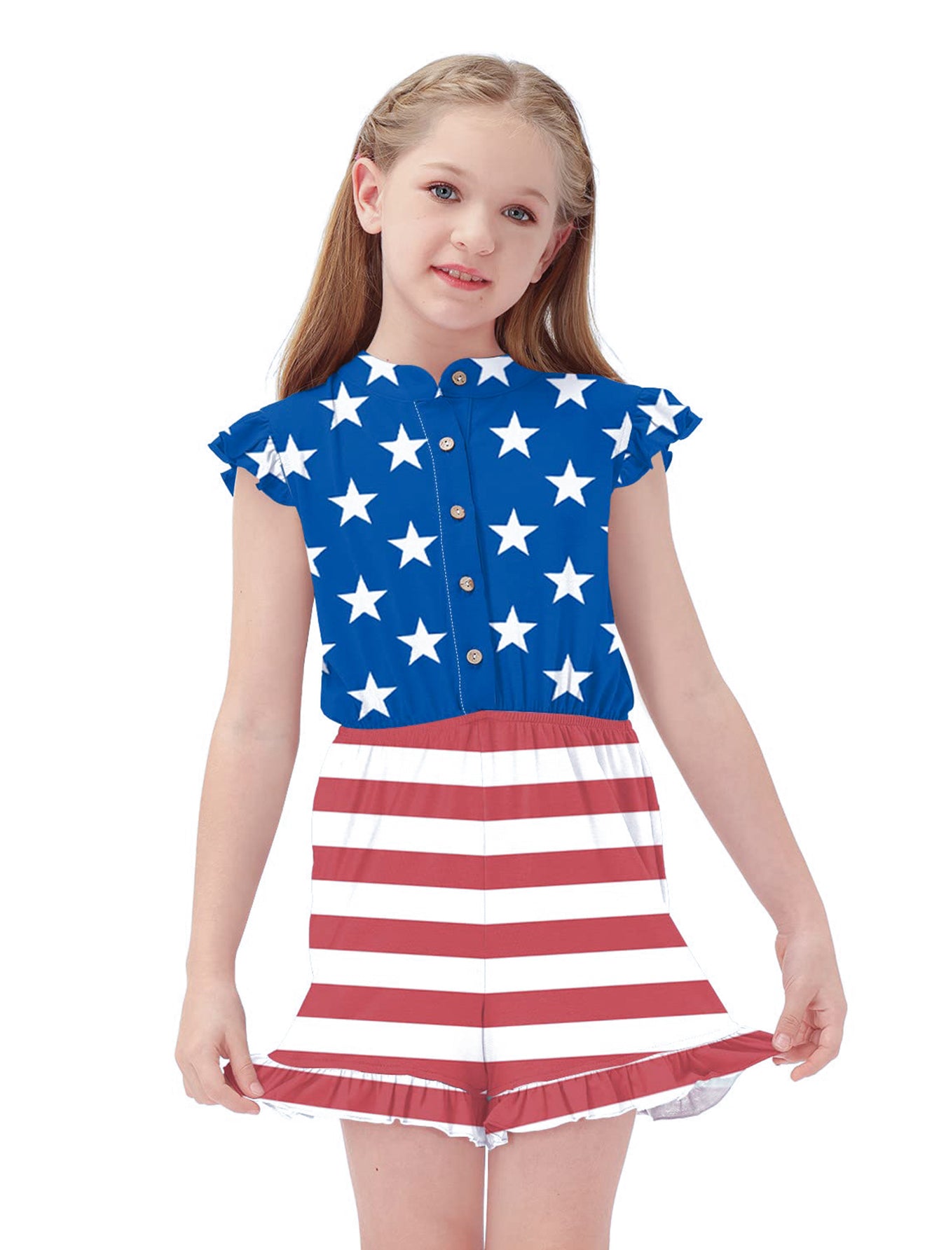 Patriotic Stars and Stripes Girls' Jumpsuit Wholesale