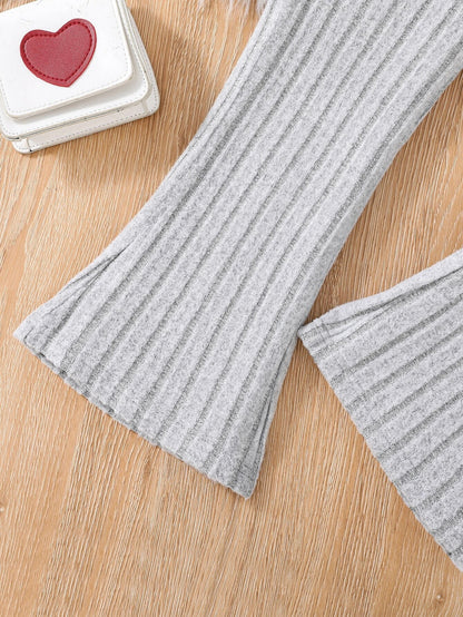 Girls' Cozy Ribbed Knit Two-Piece Set in Gray Wholesale