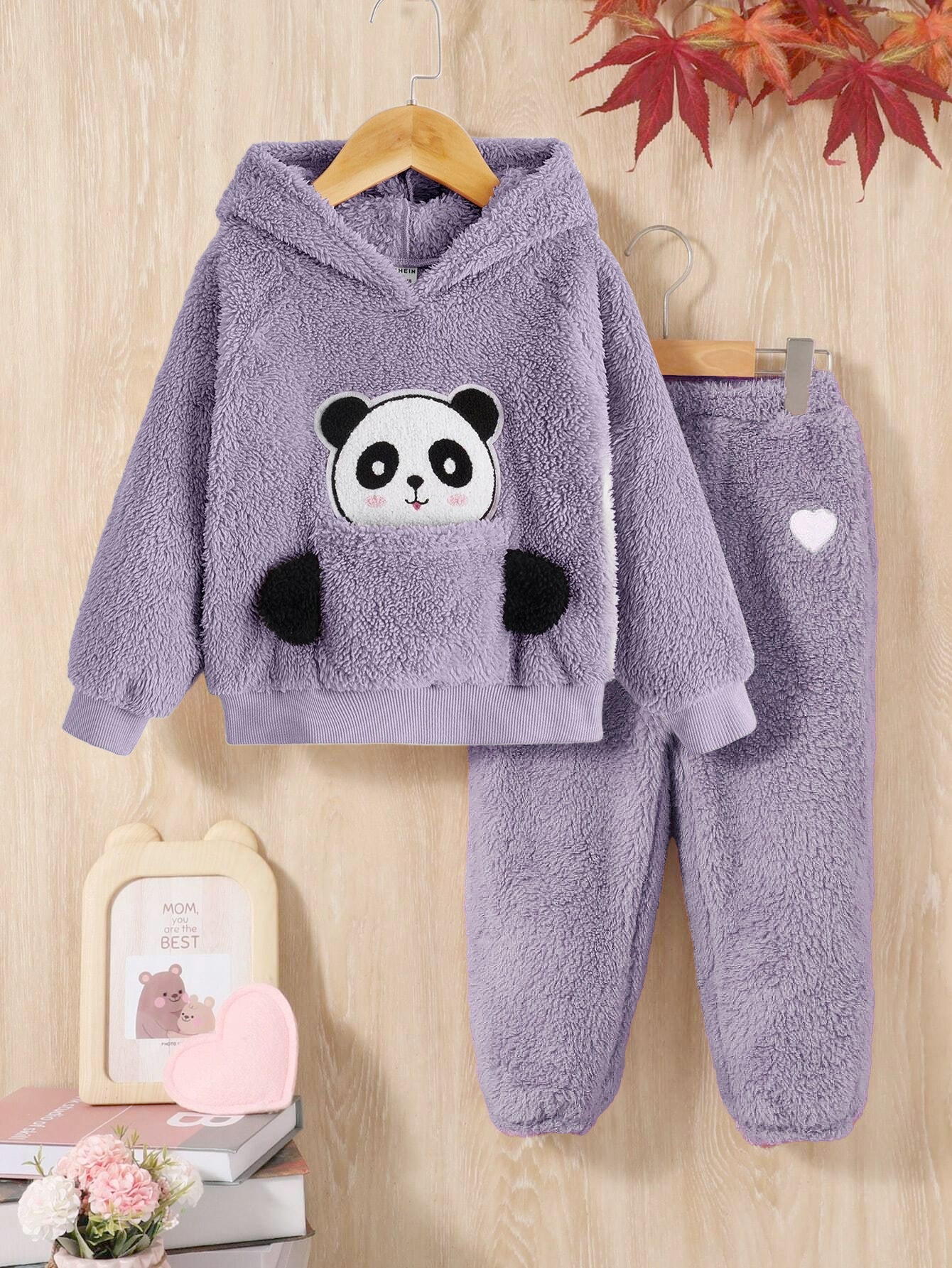 Cozy Panda Plush Hoodie & Jogger Set for Girls Wholesale