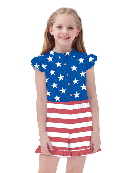 Patriotic Stars and Stripes Girls' Jumpsuit Wholesale