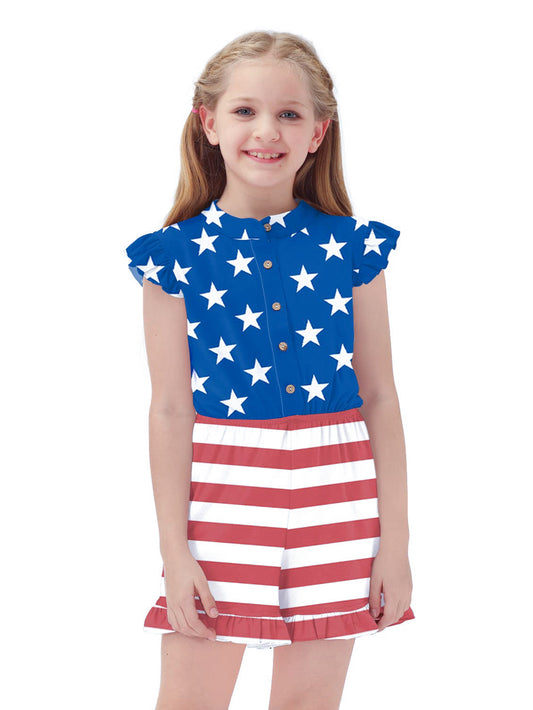 Patriotic Stars and Stripes Girls' Jumpsuit Wholesale