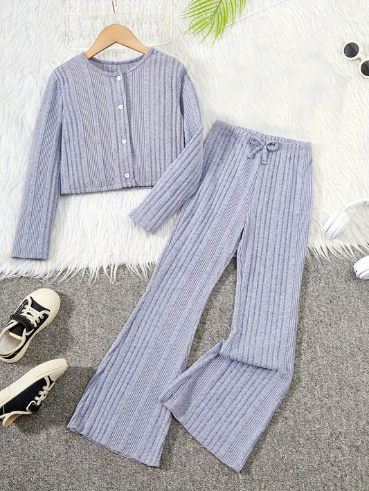 Wholesale Soft Button-Down Top & Wide-Leg Pants set