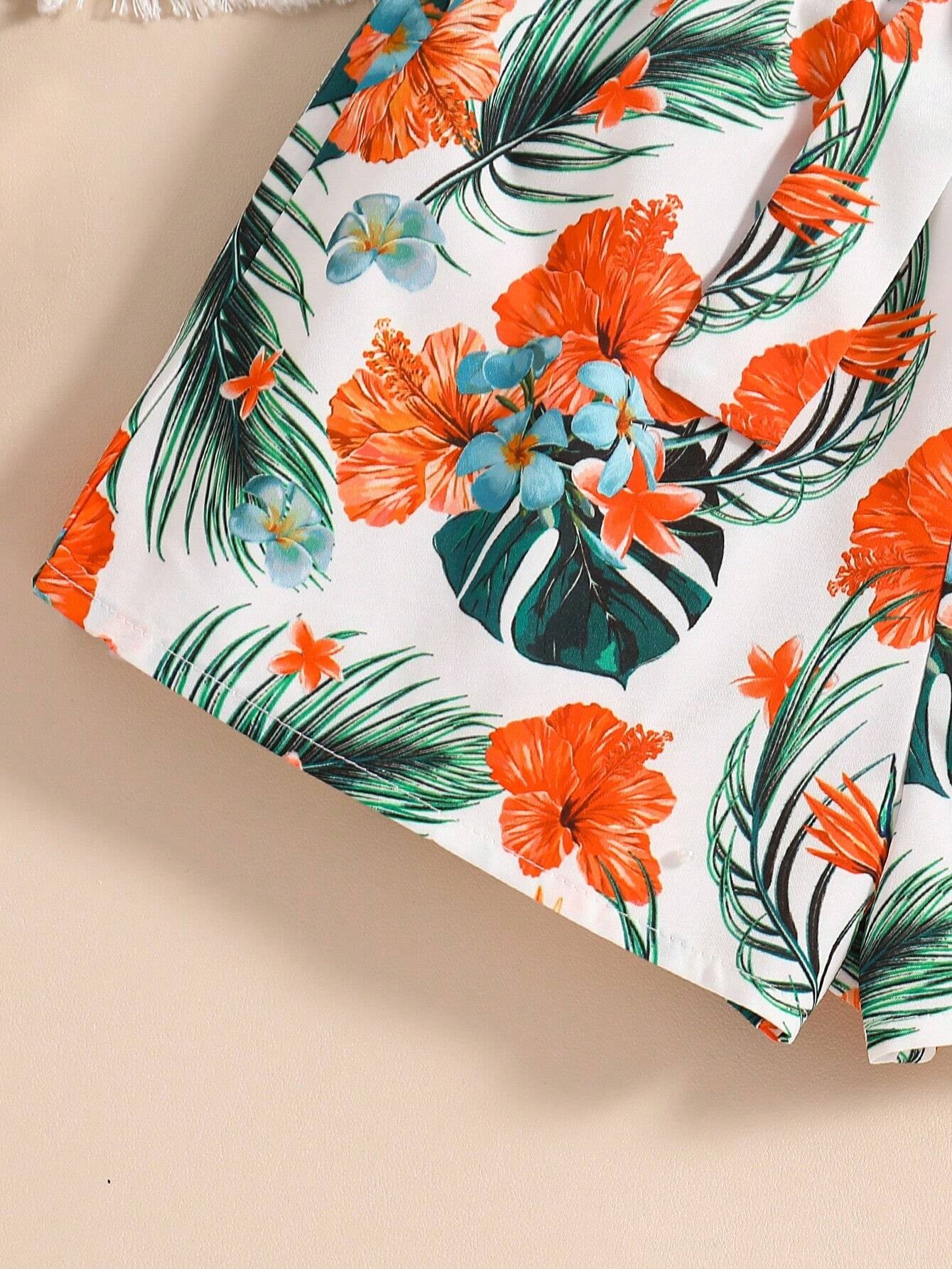 Tropical Bliss One-Shoulder Top & Floral Shorts Set