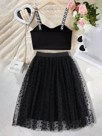 Girls' Elegant Party Outfit with Heart Straps Wholesale